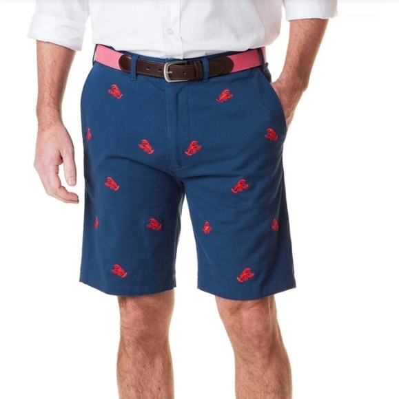 Castaway Nantucket Island Cisco Short Stretch Twill Navy with Red Lobster 36